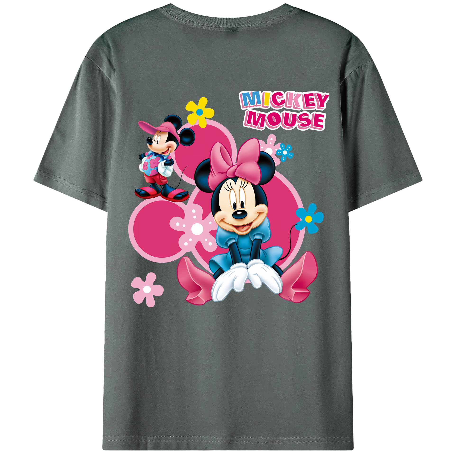 （画像用） ミッキーマウス Mickey Mouse 綿100％ メンズ半袖Tシャツ（バックプリント） 通気性